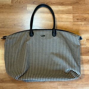 LONGABERGER Over Night Tote Bag Black Khaki Check